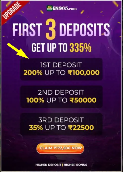 EN365 FIRST DEPOSIT OFFER OFFICIAL